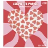 Serviette papier carrée motifs coeurs rouges 33x33cm