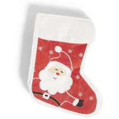 Serviette papier forme botte Noël rouge et blanc x20