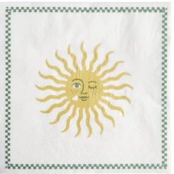 Serviette papier x20 blanc motif soleil jaune et blanc 33x33cm