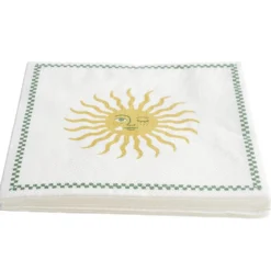 Serviette papier x20 blanc motif soleil jaune et blanc 33x33cm
