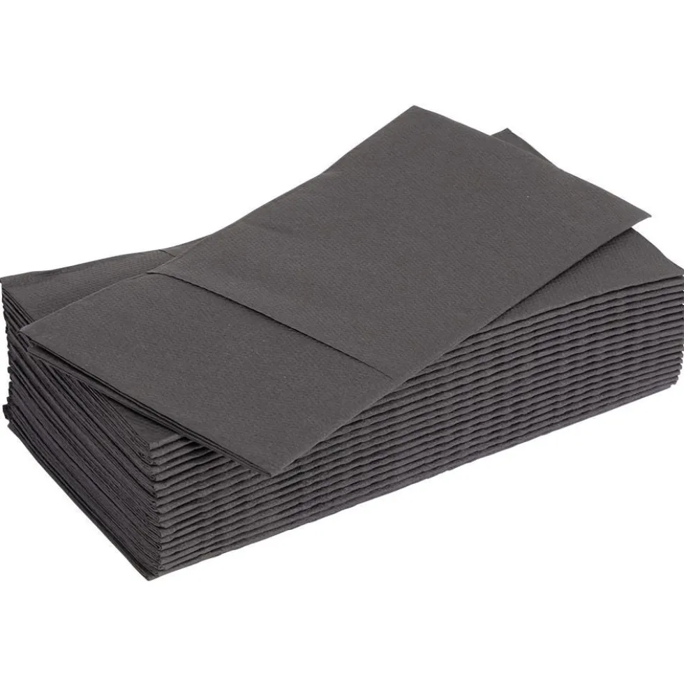 Serviette range couverts 40cm noir x20