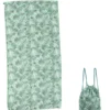 Serviette sac de plage 2 en 1 motif feuille vert blanc