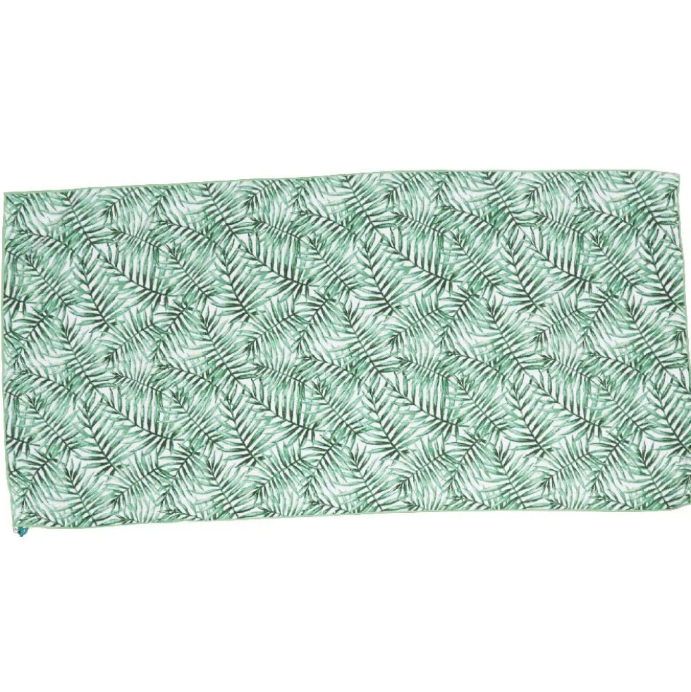 Serviette sac de plage 2 en 1 motif feuille vert blanc