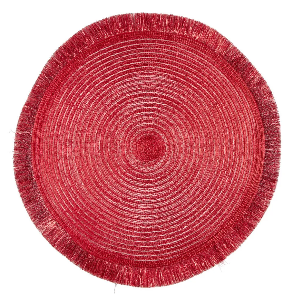 Set de table rond Ø38cm polyester rouge x2