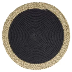 Set de table rond coton et paille tressé Ø38cm (2 modèles)