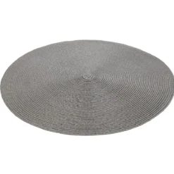 Set de table rond effet paille gris uni ø38 cm