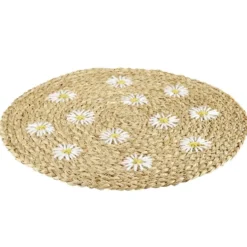 Set de table rond en jute motifs marguerites Ø38cm