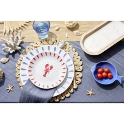 Set de table tressé en feuille de maïs beige Ø35cm