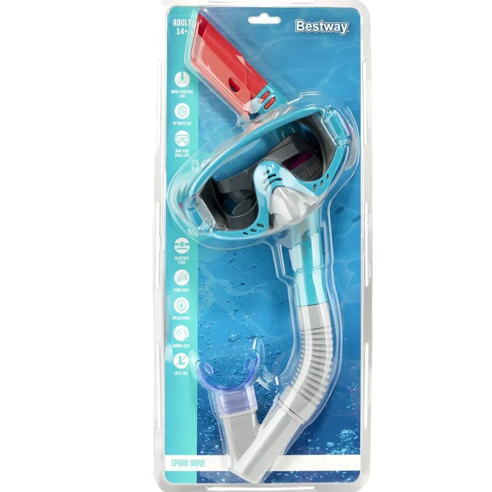 Set tuba et masque de plongée adulte Bestway L36cm (2 modèles noir ou bleu)