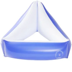 Siège de piscine gonflable forme triangle en plastique bleu 74x74xH25cm