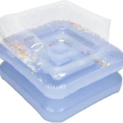 Siège gonflable piscine Funky pliable paillettes et coeurs multicolores 80x80xH55cm