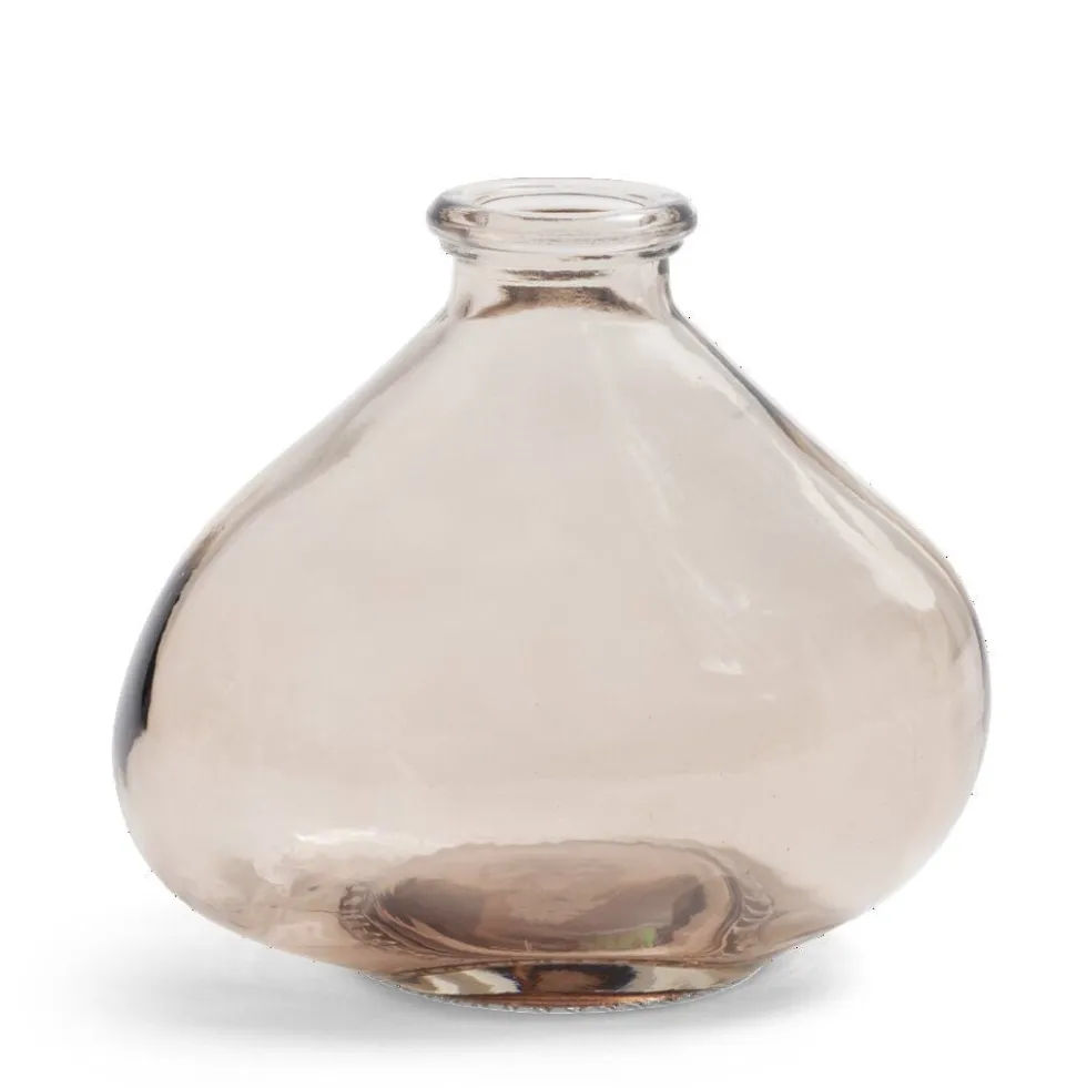 Soliflore dame jeanne verre rose Ø11xH9,5cm