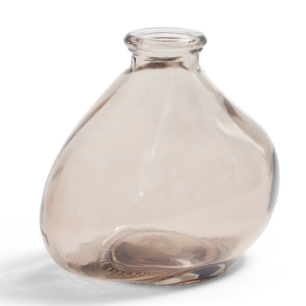 Soliflore dame jeanne verre rose Ø11xH9,5cm