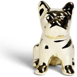 Statue chien argenté en céramique H9,5cm