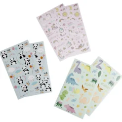 Sticker enfant licorne panda dinosaure 6 feuilles