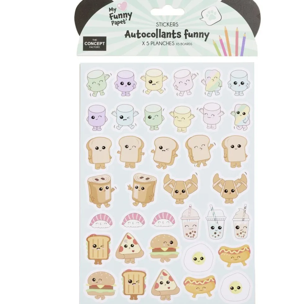 Stickers kawaii funny 5 feuillets