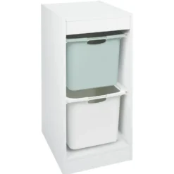Structure bois blanc pour 2 bacs de rangement coulissants 44x32,9xH68,3cm