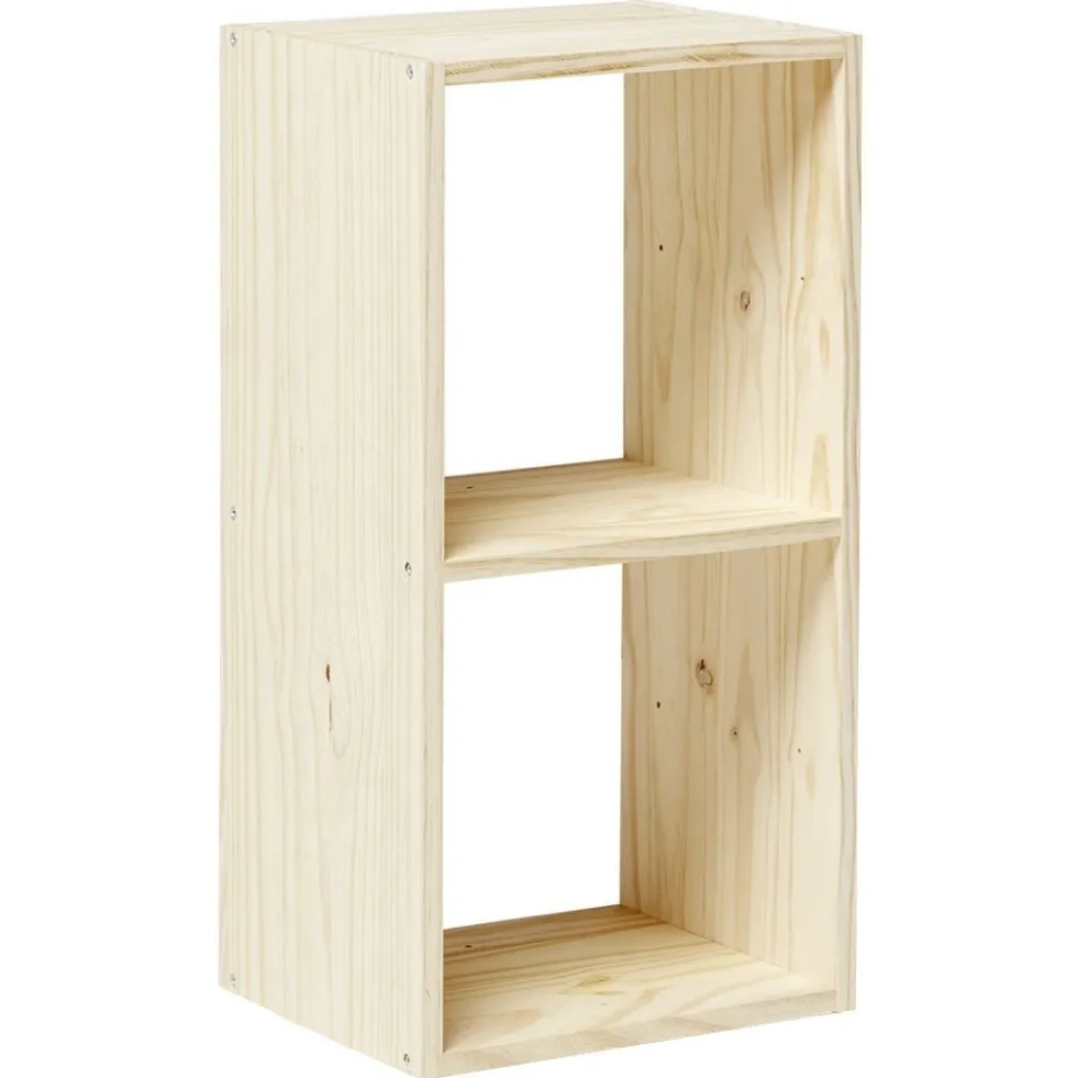 Structure Box Cube 2 cases 35x30x70cm pin naturel
