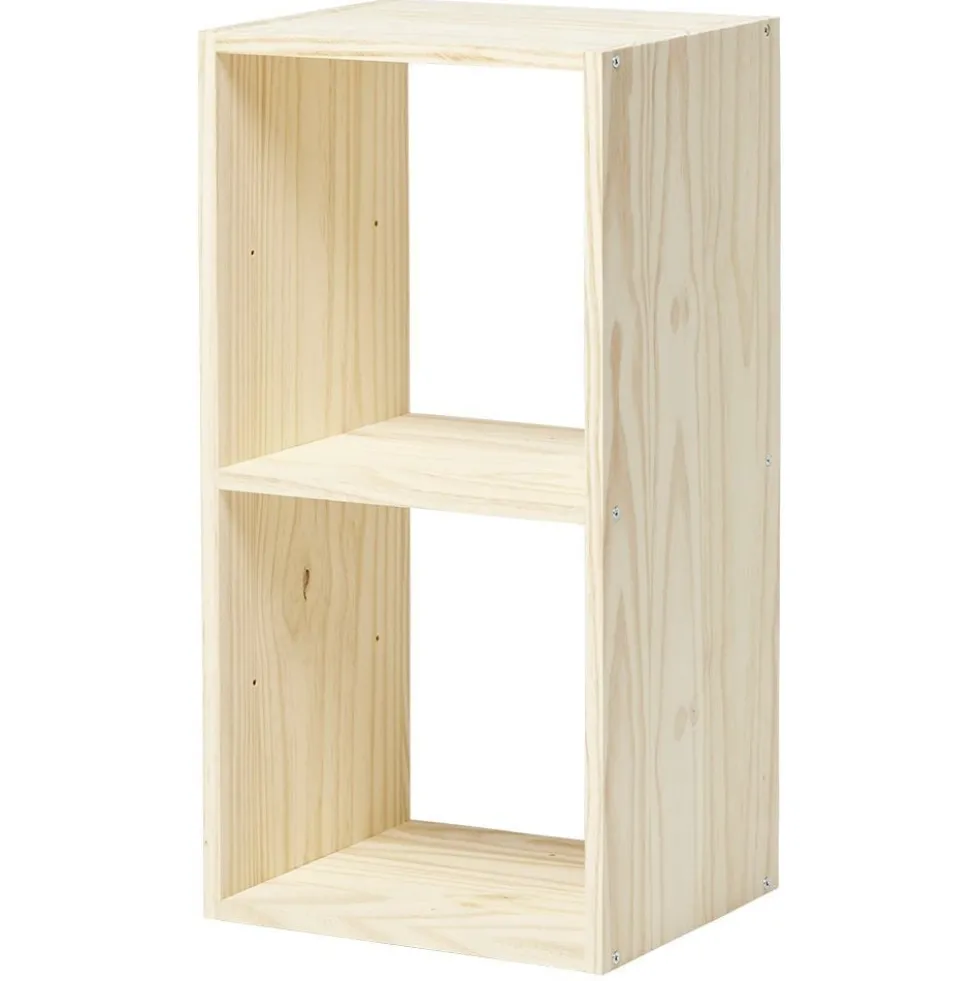 Structure Box Cube 2 cases 35x30x70cm pin naturel
