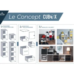 Structure Box Cube 2 cases 35,2x30x69,2cm bois blanc