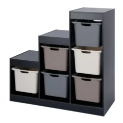Structure de rangement en contreplaqué blanc forme escalier 97x44xH94cm