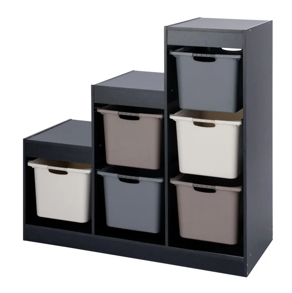 Structure de rangement en contreplaqué blanc forme escalier 97x44xH94cm
