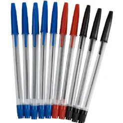 Stylo bille bleu noir rouge x10