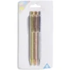 Stylo à bille bleu rétractable design pailleté x3