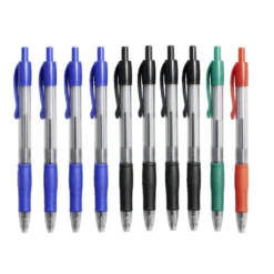 Stylo bille rétractable noir rouge bleu vert x10