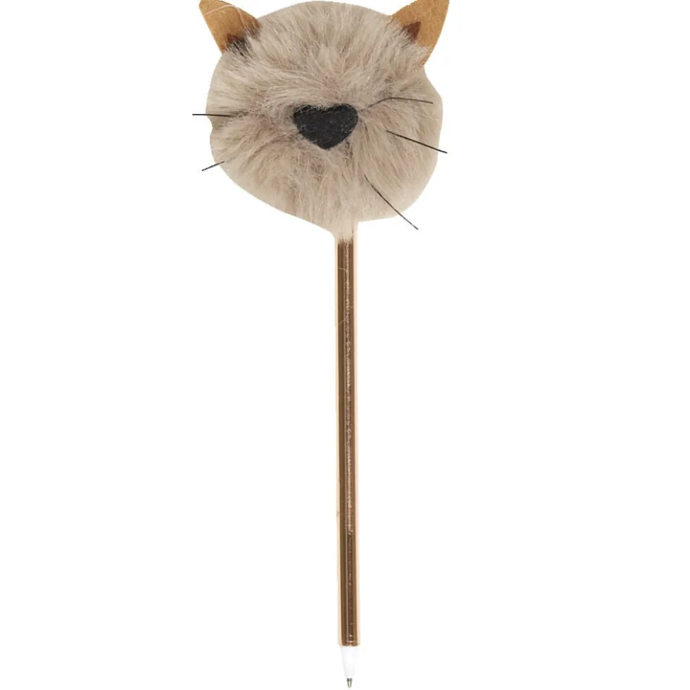 Stylo chat pompon - 3 coloris
