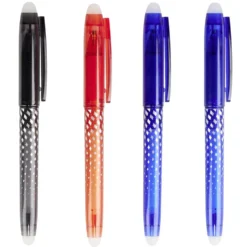 Stylo effaçable gel 1 noir 1 rouge 2 bleus L14,5cm