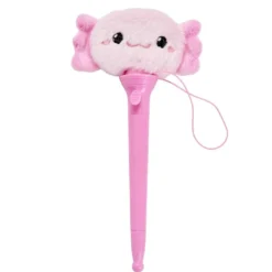 Stylo extrémité peluche encre bleue L19,5cm (2 modèles capybara ou axolotl)