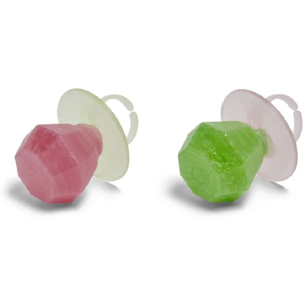 Sucette forme bague x2 fraise et pastèque