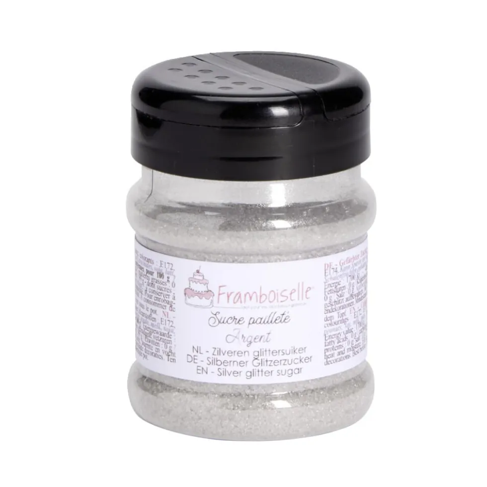 Sucre pailleté argenté Framboiselle 160gr