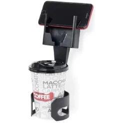 Support téléphone porte gobelet 2 en 1 abs noir
