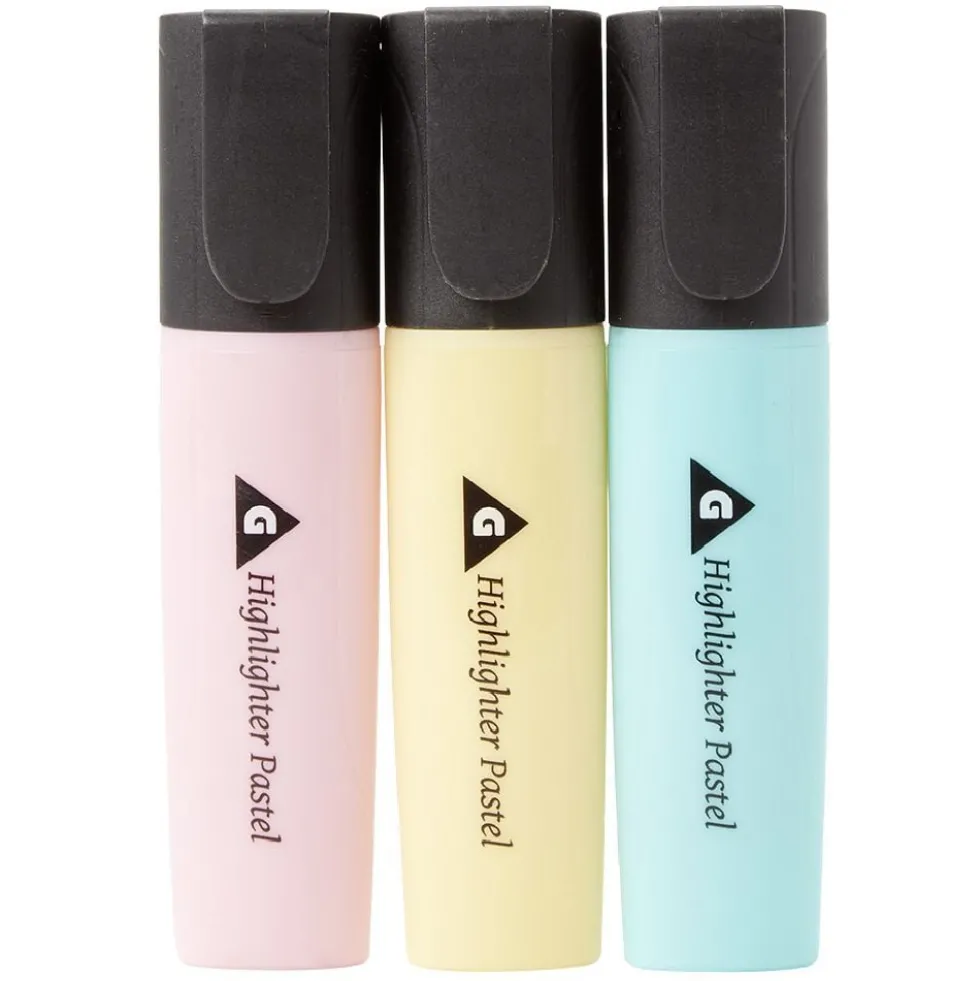 Surligneurs x3 ABS bleu, jaune et rose
