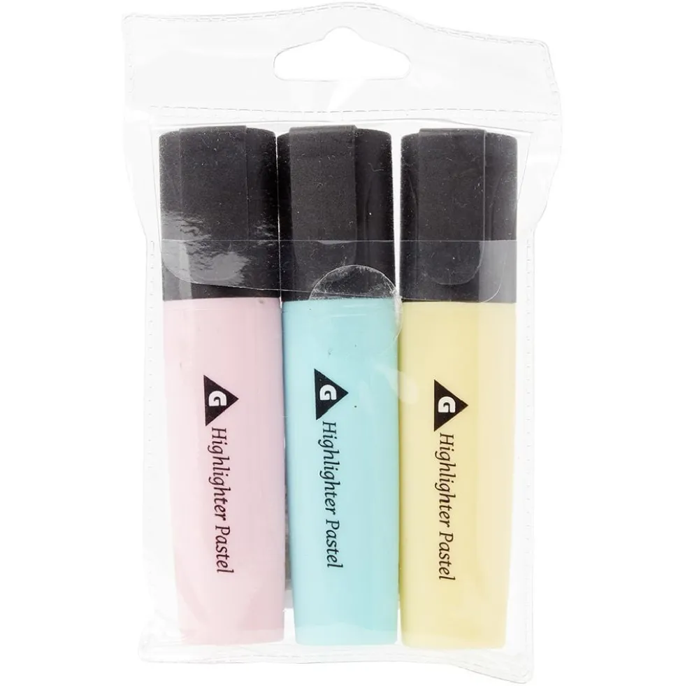 Surligneurs x3 ABS bleu, jaune et rose