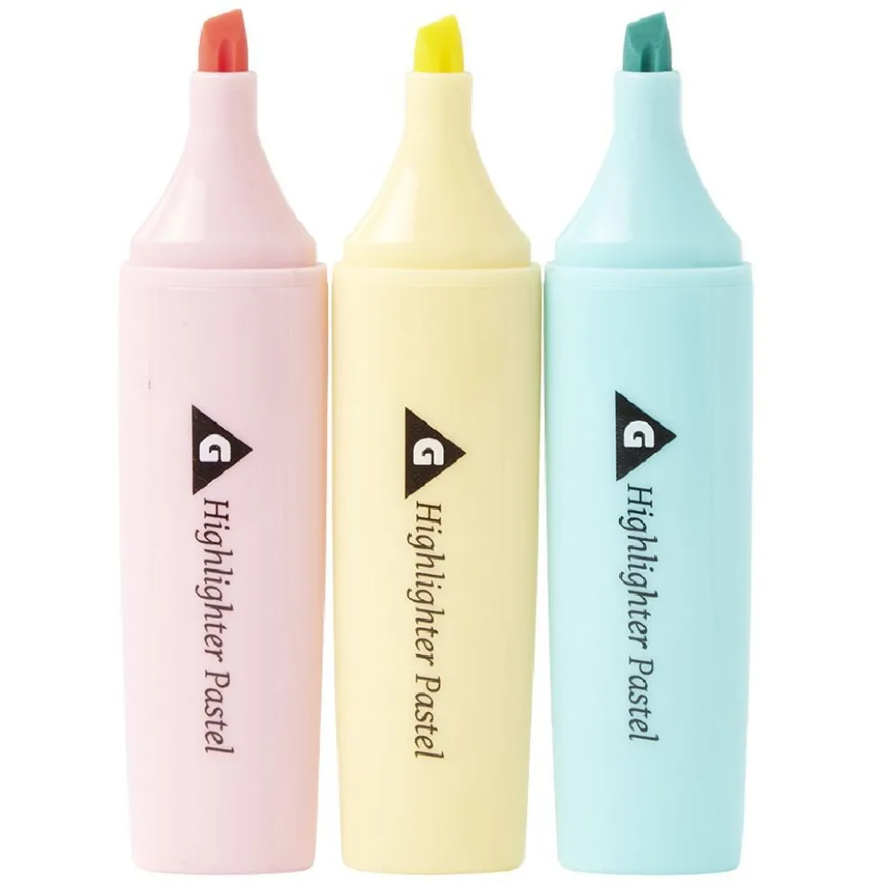 Surligneurs x3 ABS bleu, jaune et rose
