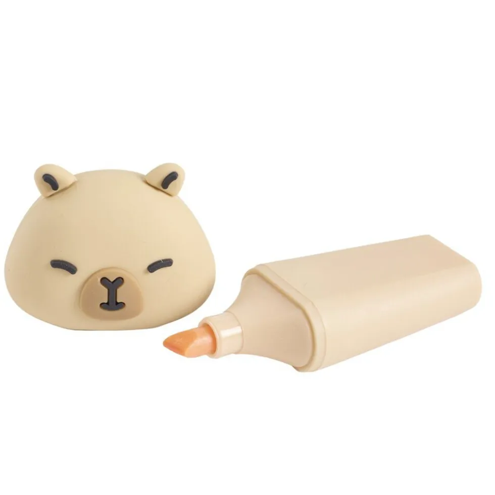 Surligneur x2 forme animal L7,5cm (2 modèles capybara ou axolotl)