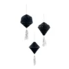 Suspension boule en papier noir x3