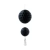 Suspension 2 boules avec pompon papier noir