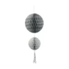 Suspension 2 boules avec pompon papier gris