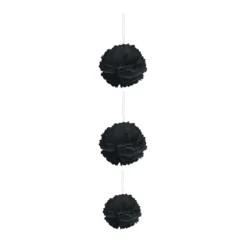 Suspension 3 boules chiffon en papier noir