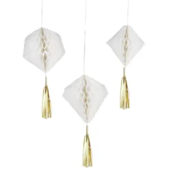 Suspension en papier blanc de forme géométrique x 3