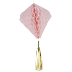 Suspension en papier rose de forme géométrique x 3