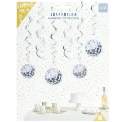 Suspension papier disco 12 boules à facettes Ø15cm