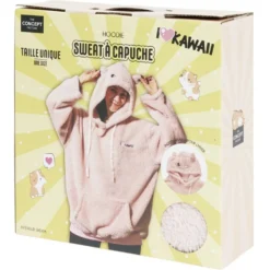 Sweat kawaii femme à capuche rose Taille unique 65xL105cm