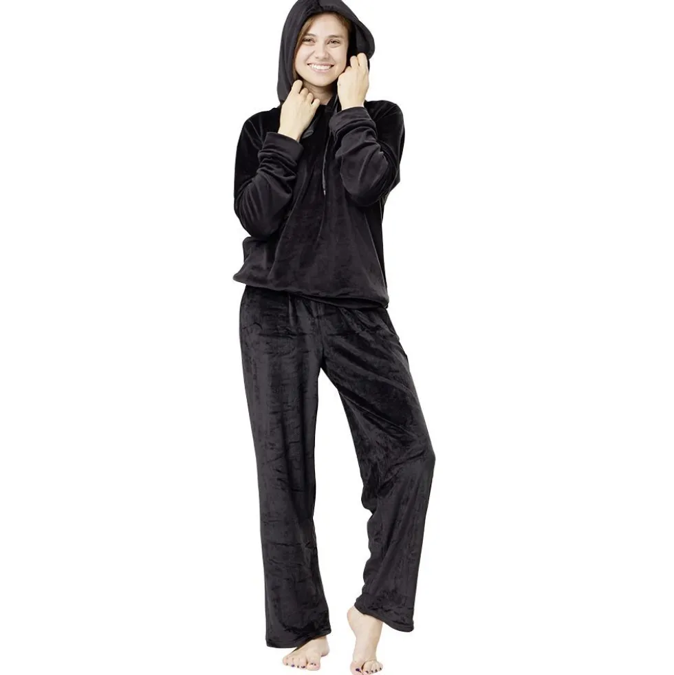Sweat velours uni noir Taille S