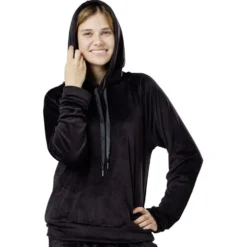 Sweat velours uni noir Taille S