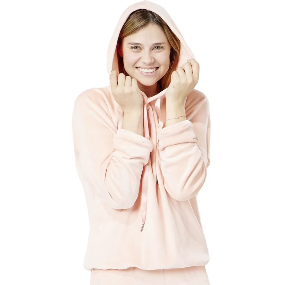 Sweat velours uni rose Taille M